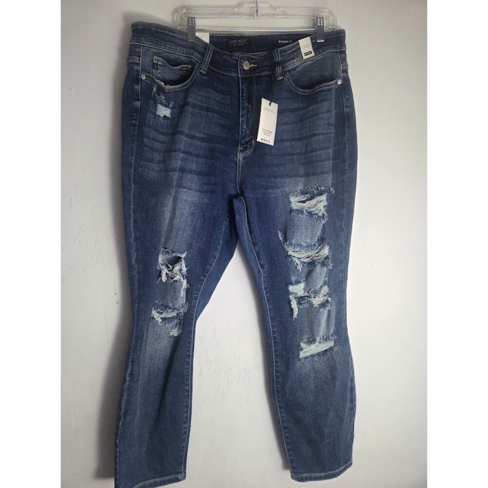 NWT Judy Blue High Waist Blue Boyfriend Fit Straight Leg Denim Pants size 20W